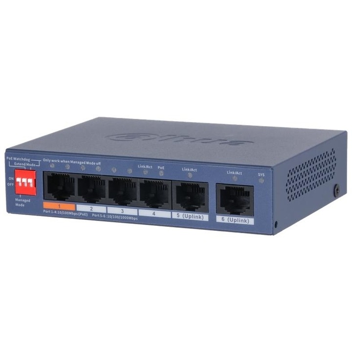 Switch DAHUA CS4006-4ET2GT-60, 4 porturi PoE, tip L2