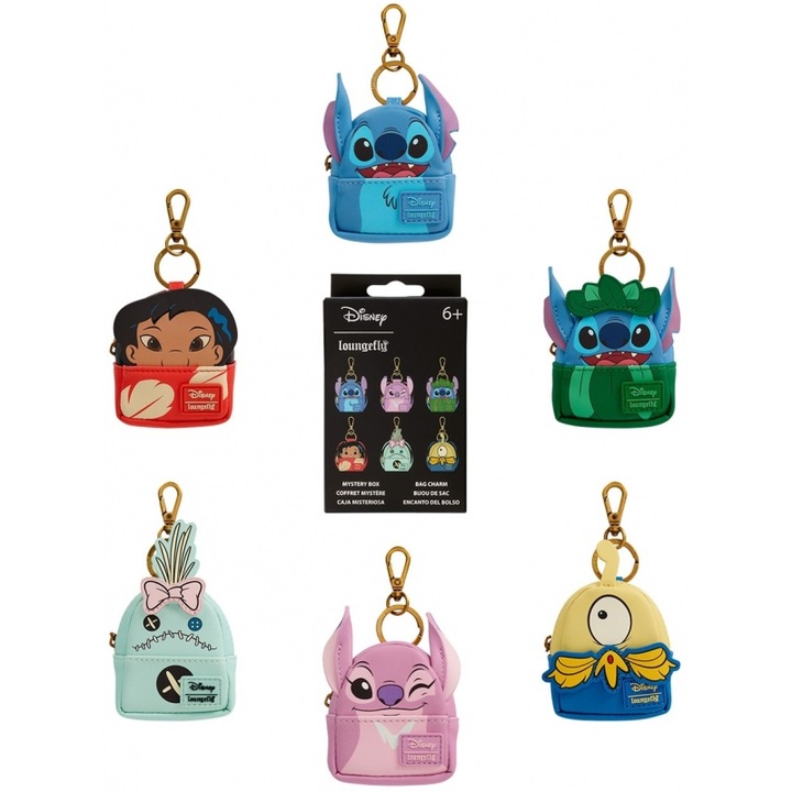 Раница мини детска Loungefly Disney Stitch, комплект с аксесоари, многоцветна, 25x20x10см