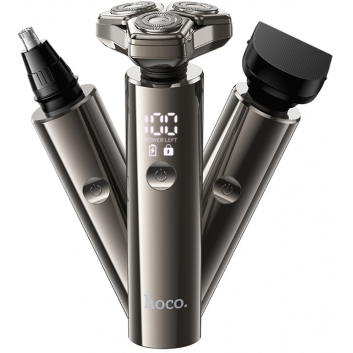 Aparat de ras electric Hoco HP36, 600mAh, 3 capete, metalic