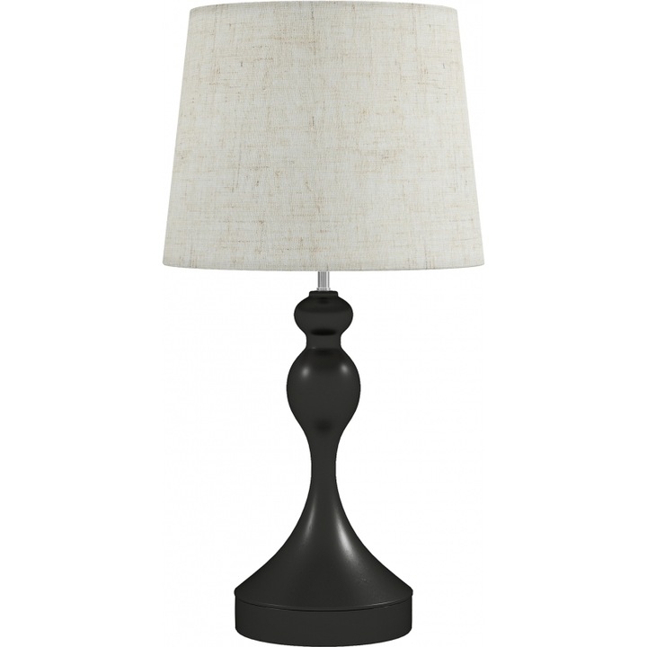 Veioza LED cu 3 temperaturi de culoare, cu porturi USB A+C, capel de material, Mauro