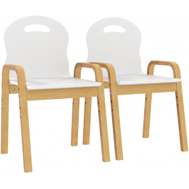 Set scaune de masa pentru copii, 3-15 ani, alb