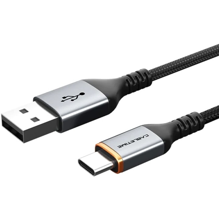 Cabluri de date telefoane CABLETIME USB se USB-C 3A, 2m, mauro