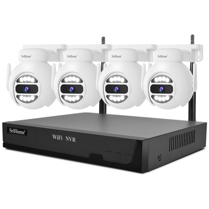 Kit Supraveghere CCTV, 1080P, suporta mai multe tipuri de camere, 6 camere, rezistent la intemperii