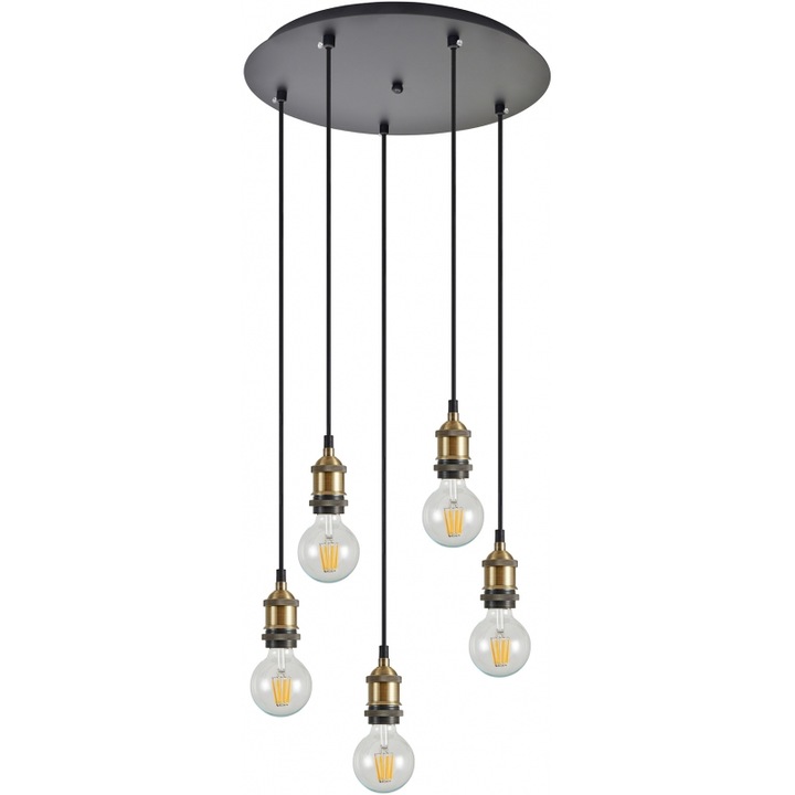 Lustra Bellota SE21-BR-10-5BL Magnum, metal bronz, cablu textil negru