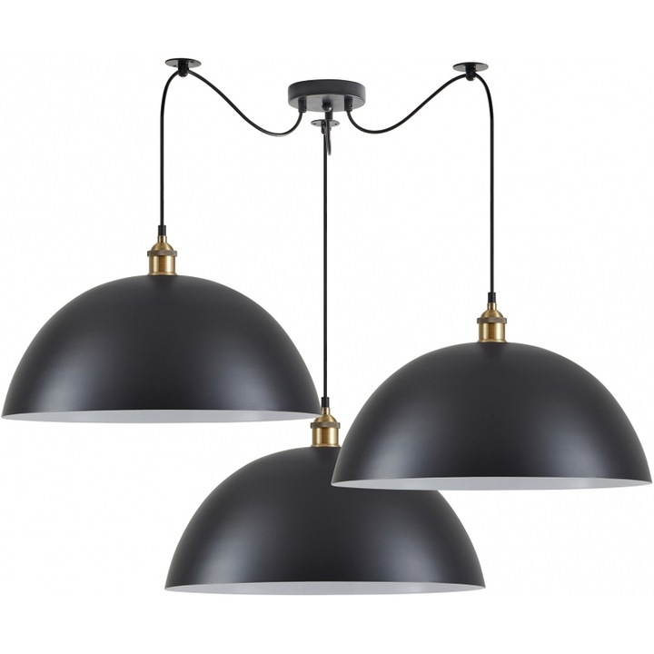 Lustra Bellota MAGNUM metal bronz, abajur negru, cablu textil negru, dimensiuni 77x87x10cm