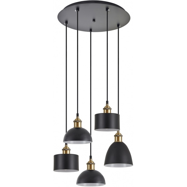 Lustra Bellota SE21-BR-10-5BL-MS123 MAGNUM FLEX, metal bronz, abajur metalic negru