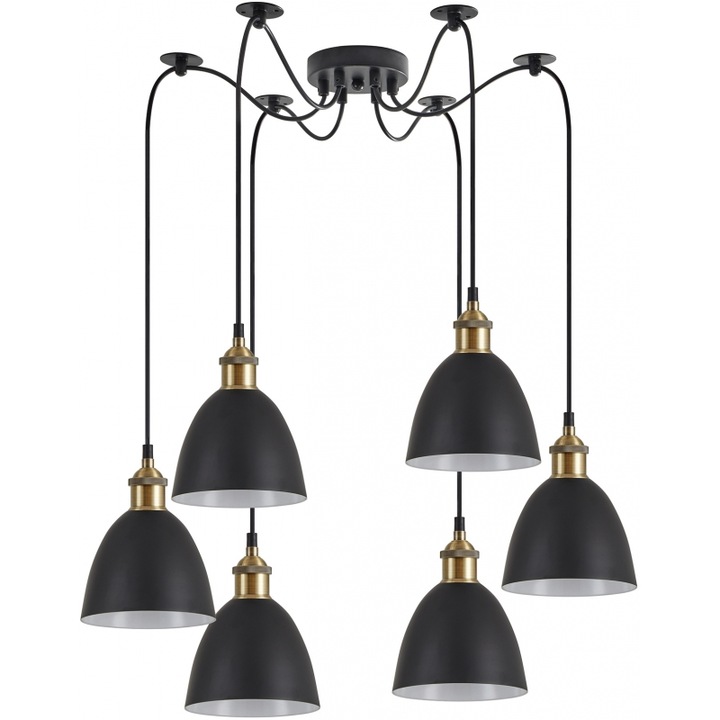 Lustra Bellota SE21-BR-10-BL6-MS2 MAGNUM BRONZE, abajur metalic negru