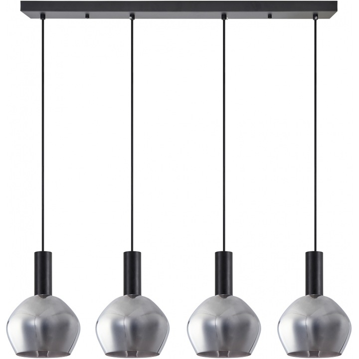 Lustra Bellota SE21-BL-4-4BL-GL2, sticla fumurie, neagra