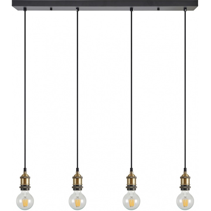 Lustra Bellota SE21-BR-10-4BL MAGNUM metal bronz cu cablu din tesatura neagra