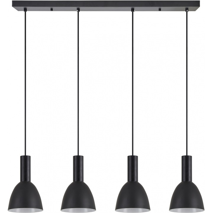 Lustra Bellota SE21-BL-4-4BL-MS2, neagră, abajur metalic, 77x85x53cm