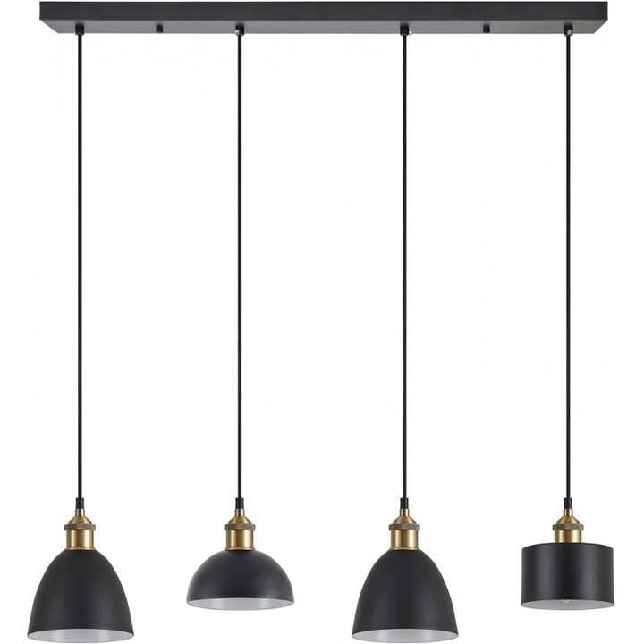 Lustra Bellota SE21-BR-10-4BL-MS123 MAGNUM FLEX, metal bronz, abajur metal negru, iluminat interior