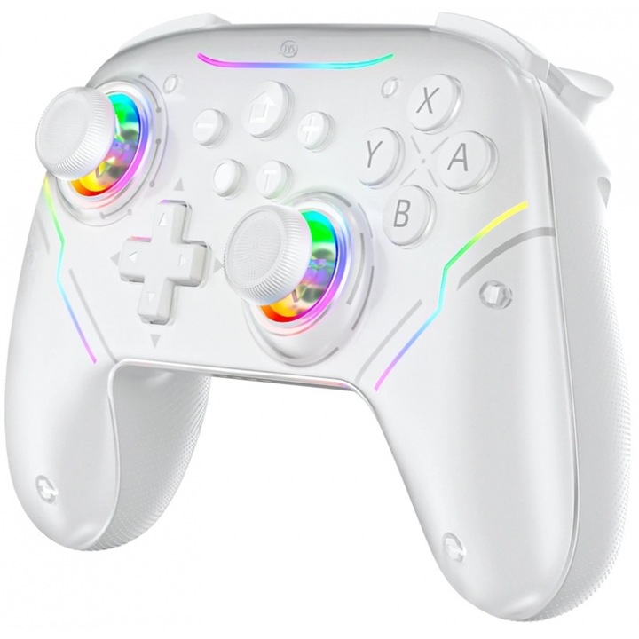 Controler JYS NS2286 Asyrmato Pro Bluetooth, alb, pentru Switch/Switch 2/Steam/iOS/Android/PC