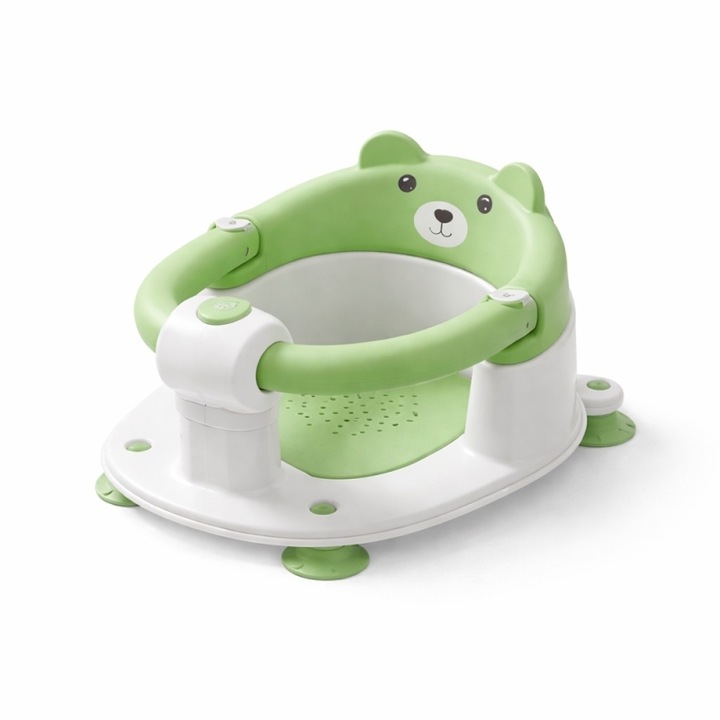 Cada pentru bebe Giggles, Kathisma Mpaniou Morou 6+, cu 4 bentouze si farfurie ergonomica, verde