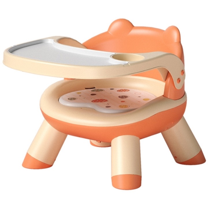 Scaun de masa pentru copii, Giggles, cu masuta si sezut moale, somon