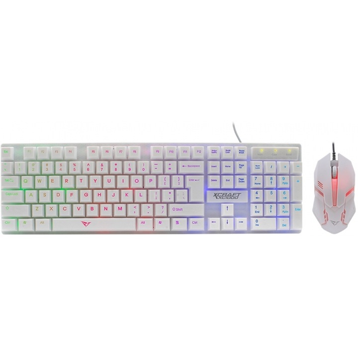 Set tastatura si mouse gaming ALCATROZ X-Craft XC1000 RGB, waterproof, alb