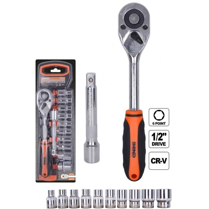 Set chei Karydakia 1/2'', SHIND, 12 piese