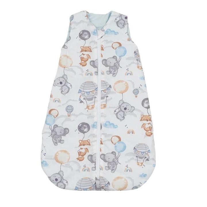 Sac de dormit bebe de vara din bumbac 100% 0-3 luni Kidizi Tiny Adventures, 0.5 tog