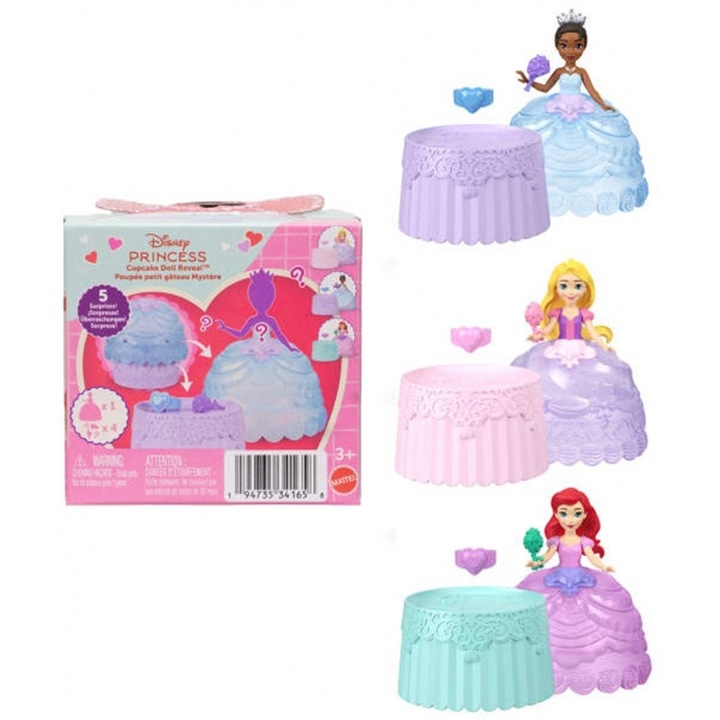 Set papusi Disney Princess Mini, Mattel, 3 modele, multicolor