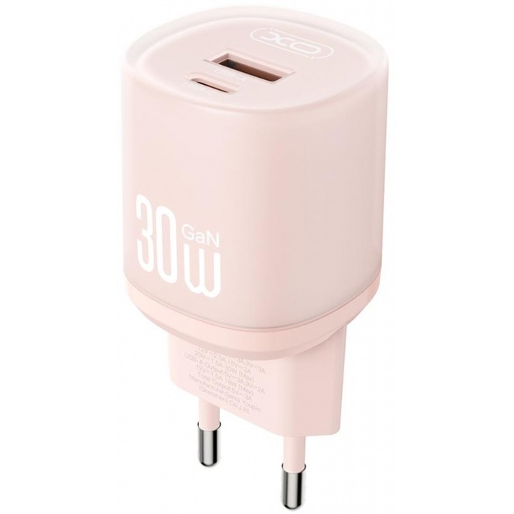Incarcator telefon XO L151, 30W, 2 iesiri, roz