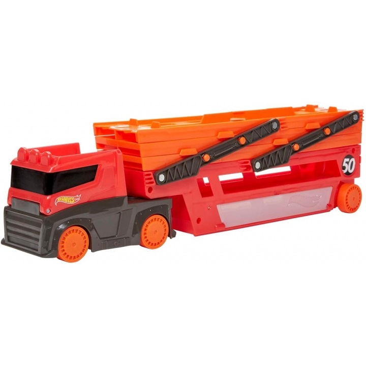 Masinute, Hot Wheels, Mega Hauler, 6 compartimente, multicolor, 30x15x10cm