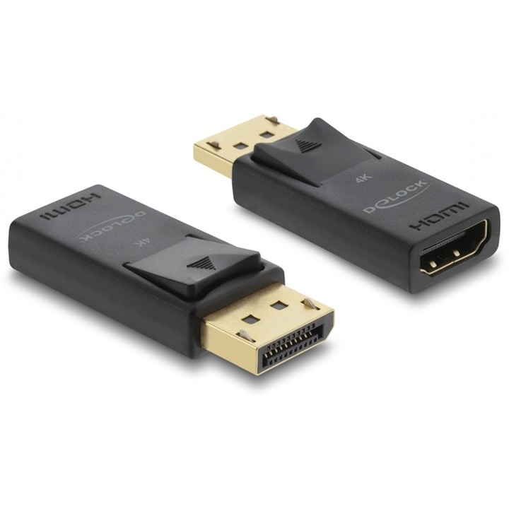 Adaptor DisplayPort la HDMI Delock, 4K/60Hz, activ, negru