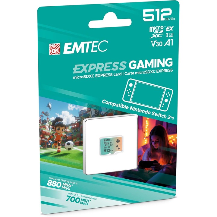 Card MicroSD EMTEC 512GB UHS-I U3 V30 A1 pentru Nintendo Switch