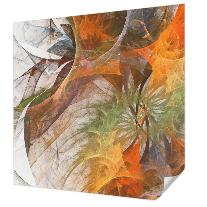 Fali Fotótapéta Autocolant, Wallfluent, Caleidoscop abstract, Portocaliu, 250 x 250 cm, Pentru Living, Birou, Hol, 010170060030000009372