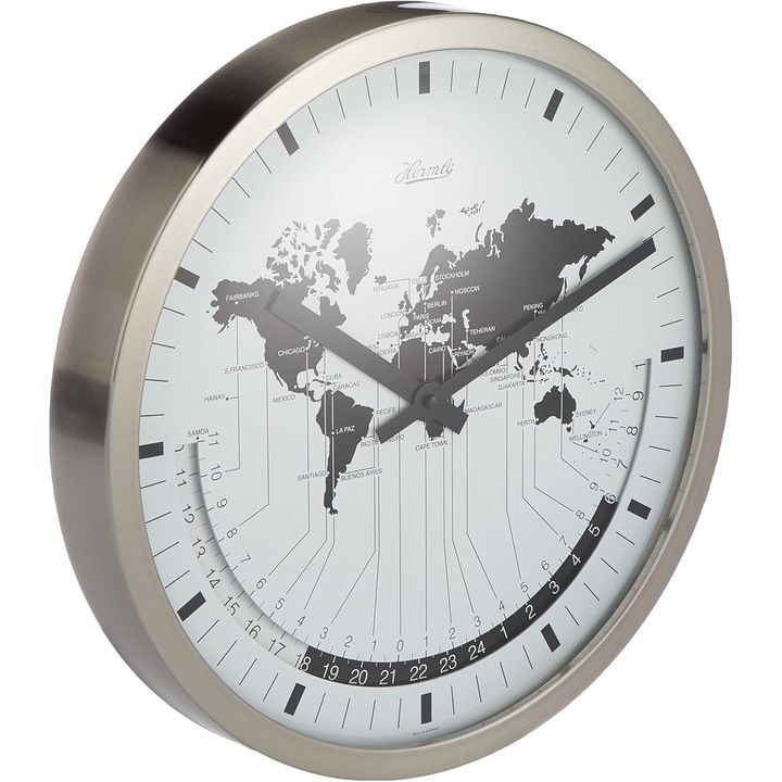 Ceas de Perete Hermle Modern, 30504-002100, Cu Afisaj Ora Mondiala