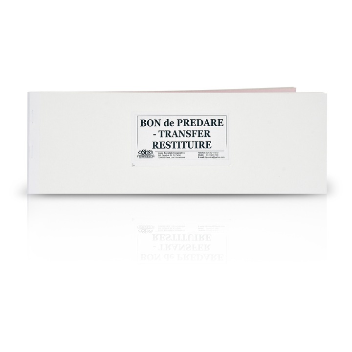 Bon predare transfer restituire 3 ex, A5 150 file, tipar negru, autocopiativ, coperta duplex