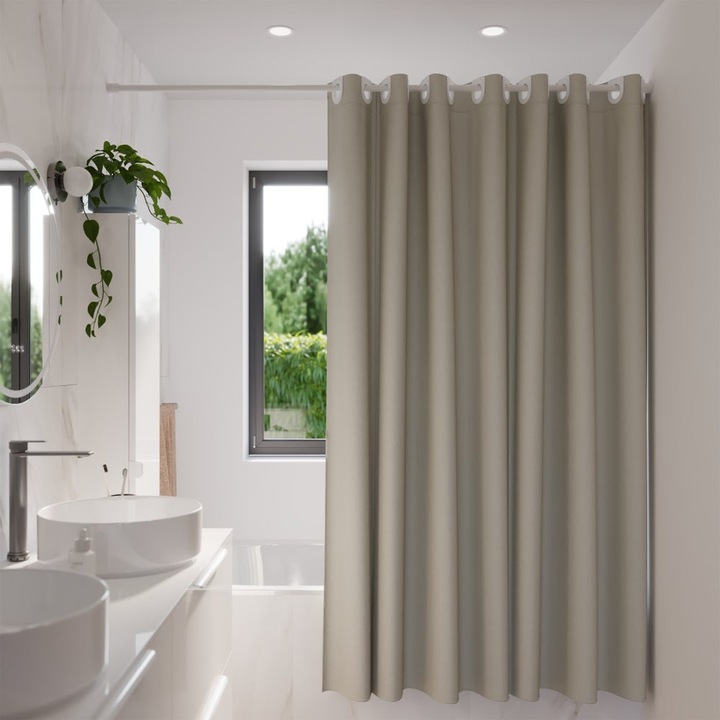 Perdea dus Sensea Neo 180x200 cm, Poliester, Crem - Rezistenta si Eleganta