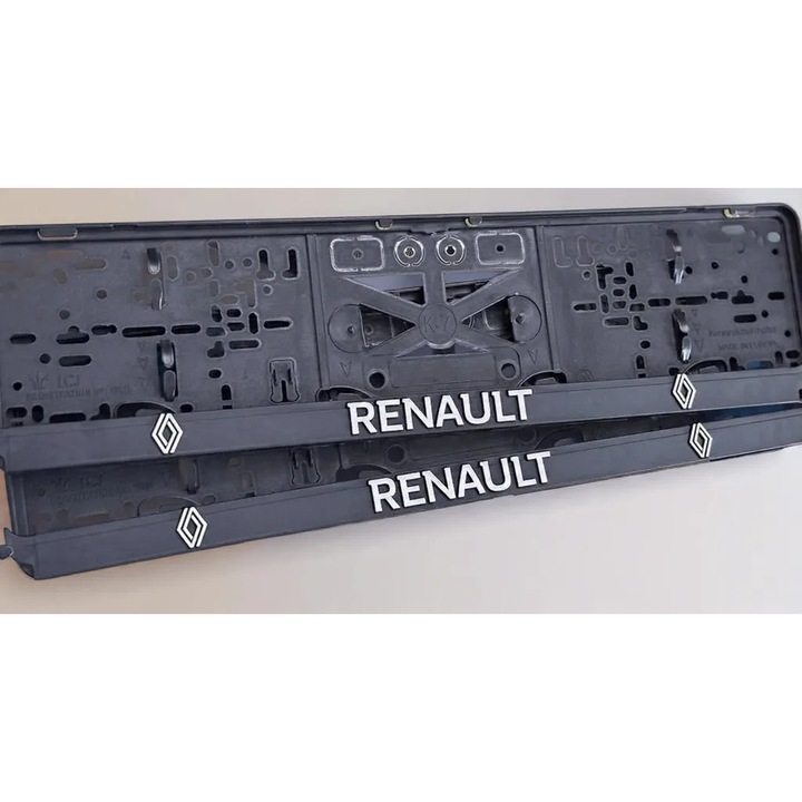 Set suport placute numar inmatriculare auto 3D (fata + spate) Renault NOU