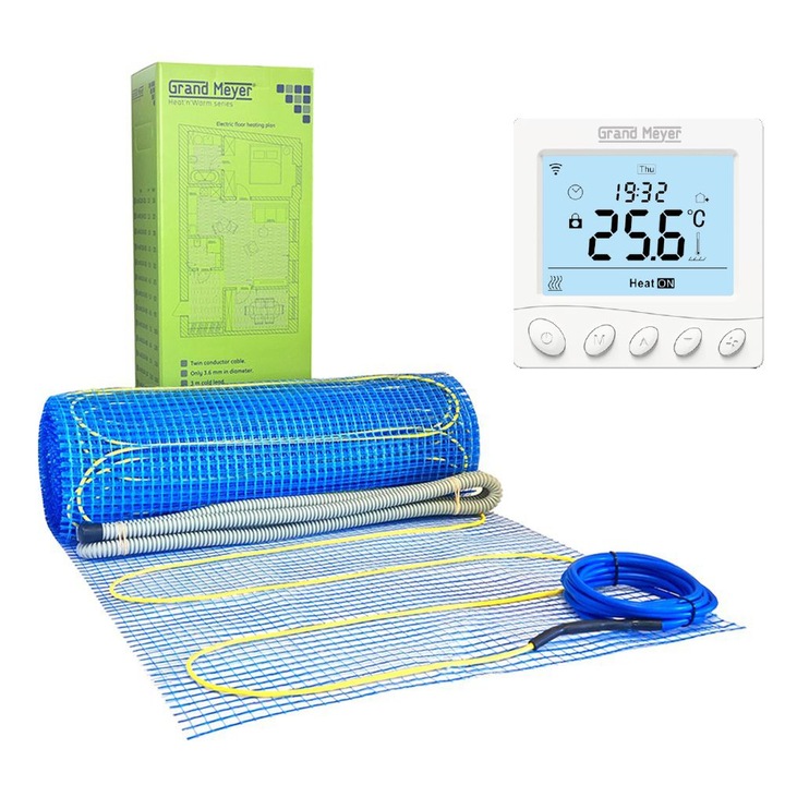 Kit incalzire in pardoseala 5,5 m2, 170 W/m2 + termostat Wi-Fi W350