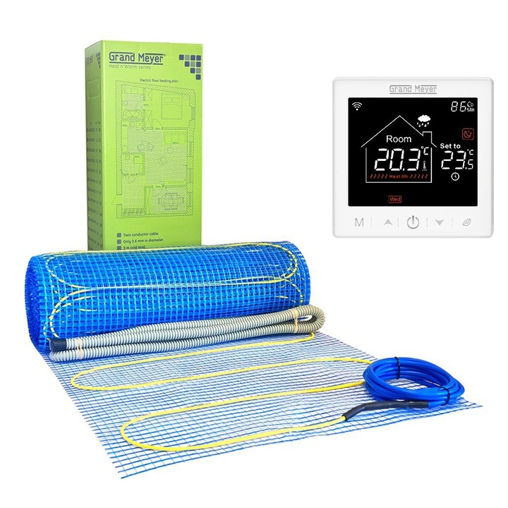 Padlófűtés készlet 4,5 m, 170 W/m, Wi-Fi termosztát SN-10, fehér