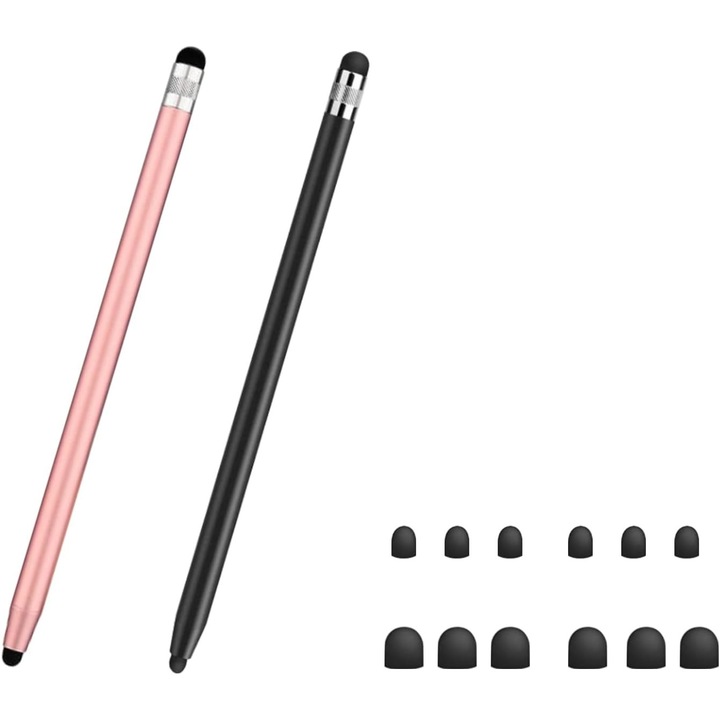 Pix Stylus Universal 2 buc. pentru Tablete si Telefoane Touchscreen (Negru + Roz)