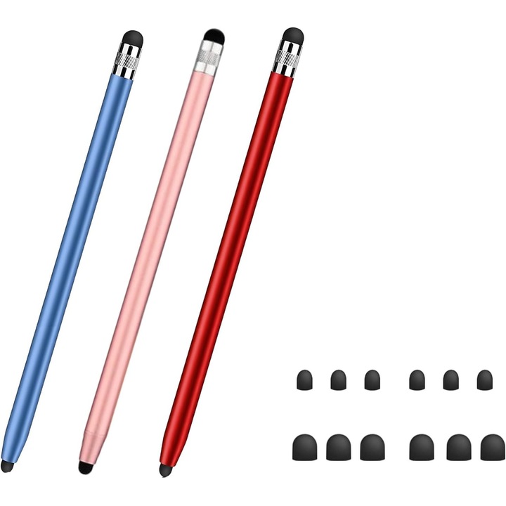 Stylus Tablete 2 buc. - Compatibilitate Universala, 2-in-1, Diverse Culori