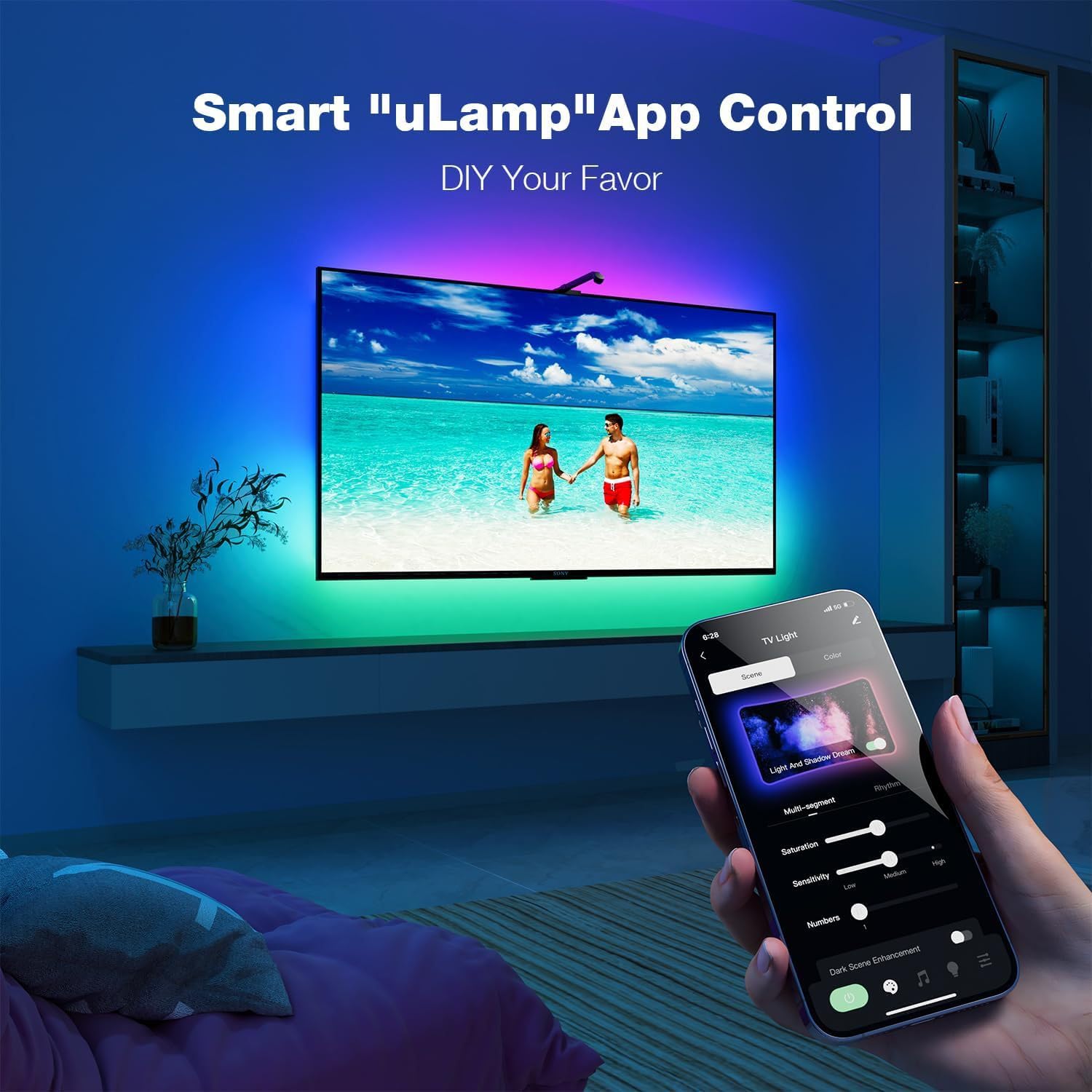 Ulamp Excitat® LED TV лента RGBIC 3.8 м с 1080P камера, синхронизация на ...