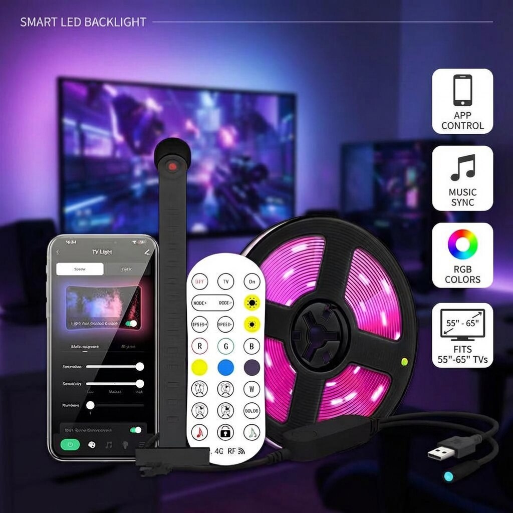Ulamp Excitat® LED TV лента RGBIC 3.8 м с 1080P камера, синхронизация на ...