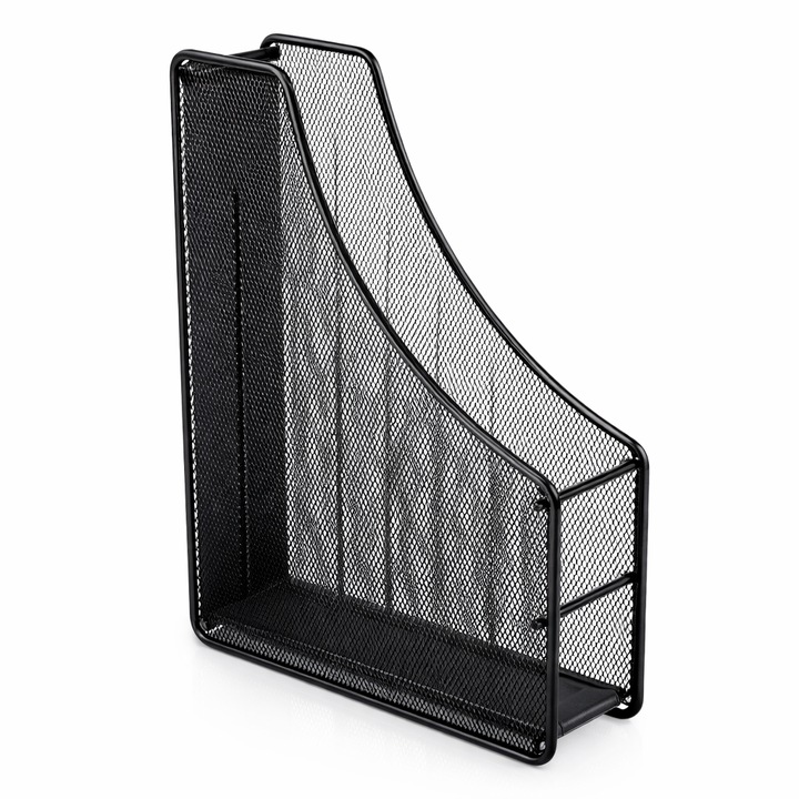 Вертикална поставка за документи А4, 1 отделение, метална мрежа, черна, органайзер за бюро, вертикална тава за файлове, поставка за папки и списания