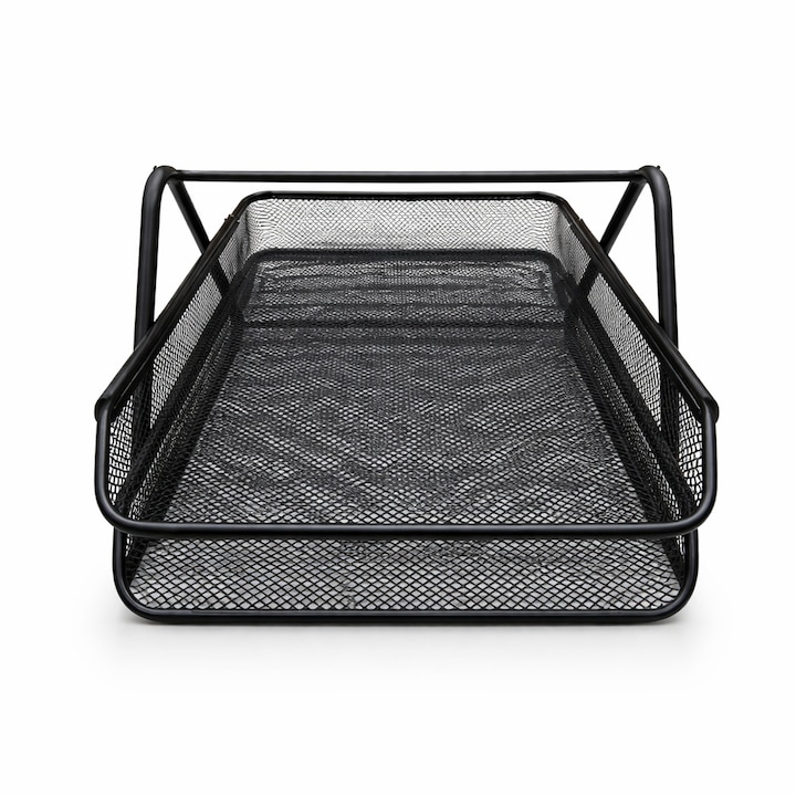 Тава за документи, черна, органайзер за бюро А4, хоризонтален държач за хартия, мрежеста офис тава, издръжлива