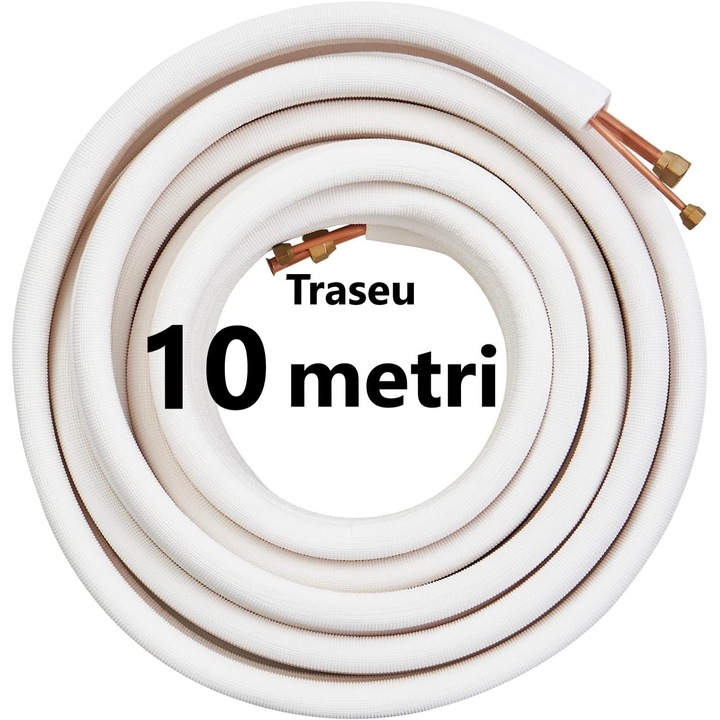 Kit Teava Cupru 10 metri 1/4'', 3/8'' pentru instalare, montaj Aer conditionat, Alb