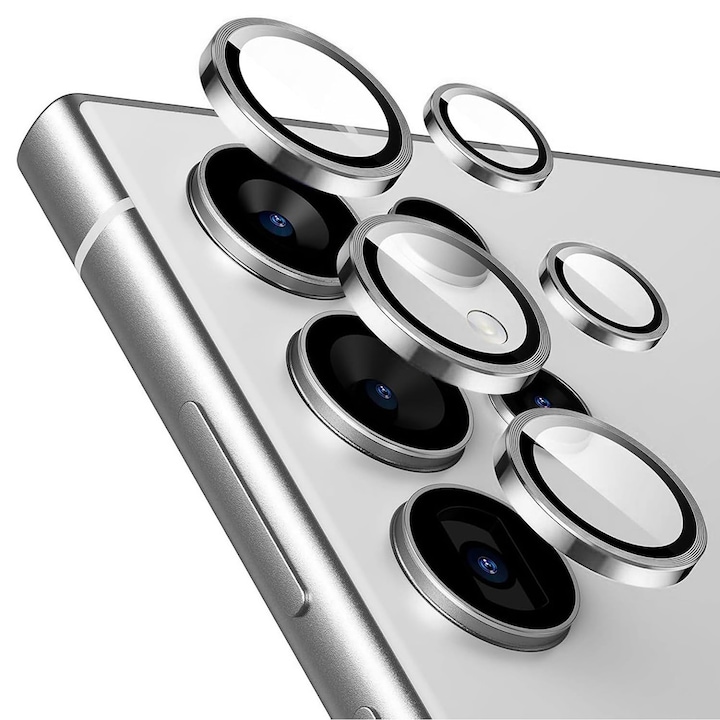 Защитен калъф, съвместим с протектор за стъкло на камерата S+, Lito, Samsung Galaxy S25 Ultra - Сребърен