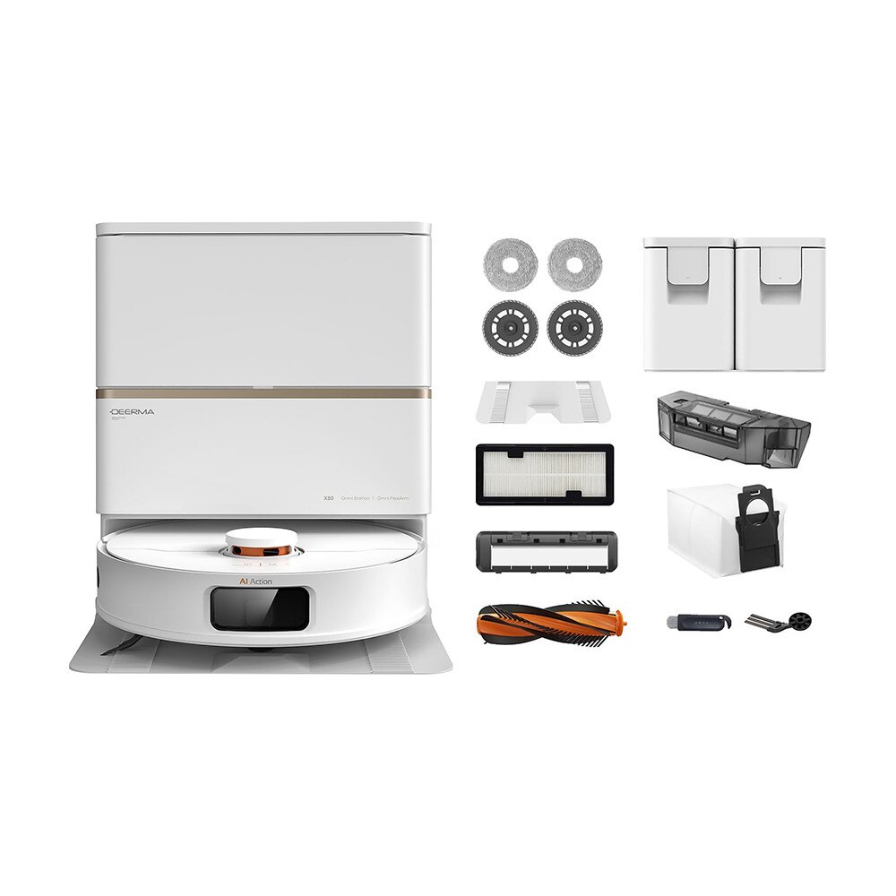 Robot Aspirator, Mop, 15000Pa, Statie, Navigatie Laser, Mi Home App - Deerma (X80) - White
