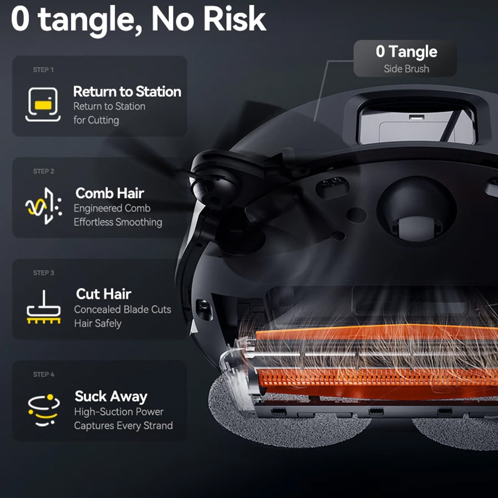 Aspirator Robot cu Mop, 28000Pa, Statie, Navigatie, Rezervor XL, Mi Home App, Deerma X90 Ultra, Negru