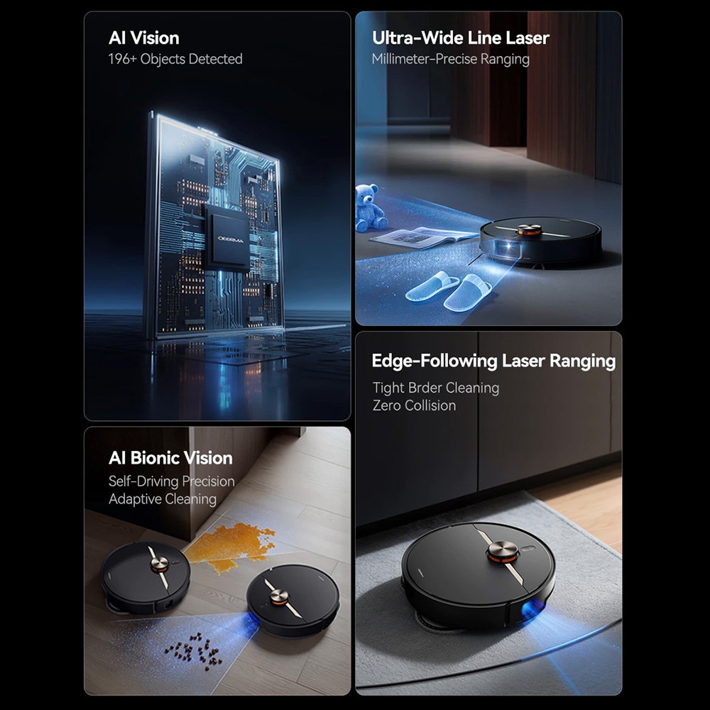 Aspirator Robot cu Mop, 28000Pa, Statie, Navigatie, Rezervor XL, Mi Home App, Deerma X90 Ultra, Negru