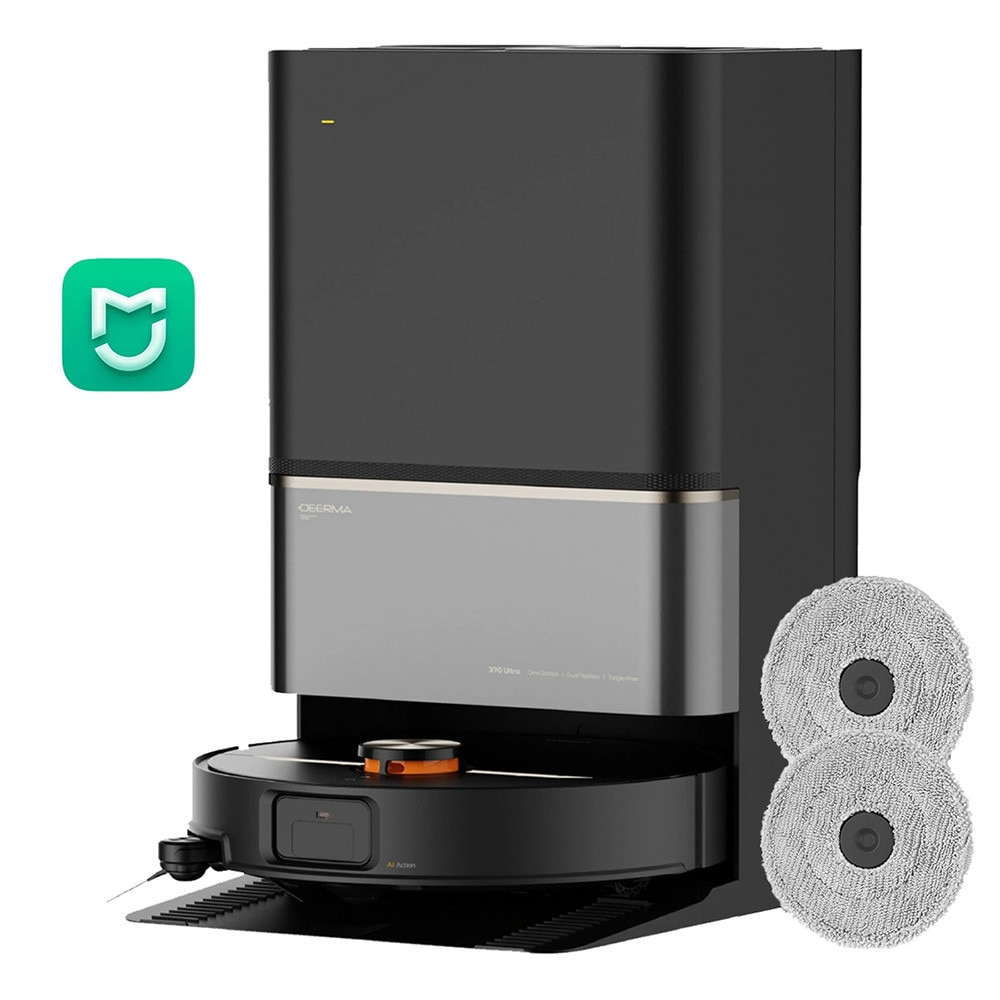 Aspirator Robot cu Mop, 28000Pa, Statie, Navigatie, Rezervor XL, Mi Home App, Deerma X90 Ultra, Negru