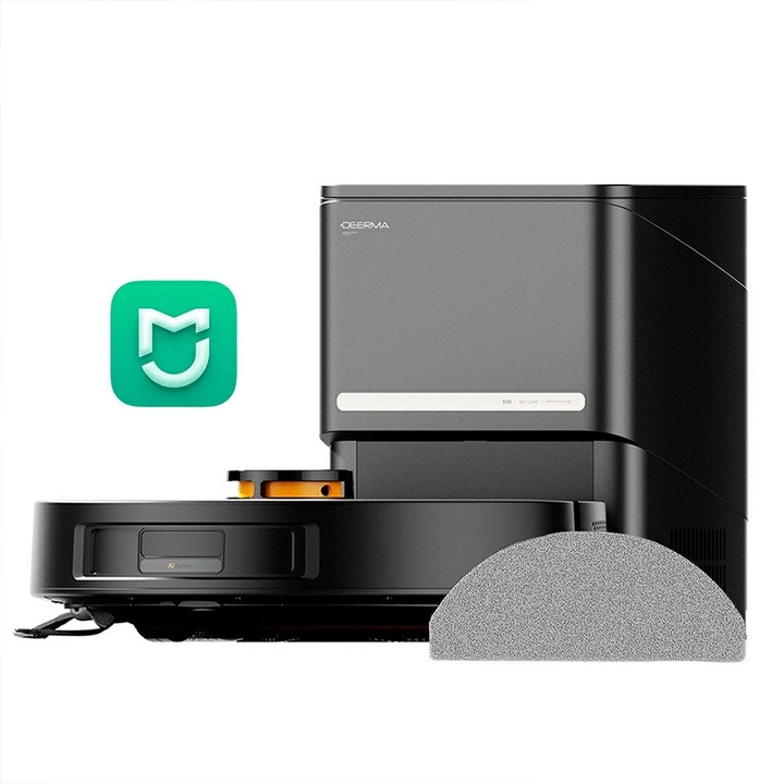 Robot Aspirator, Mop, 13000Pa, Statie, Navigatie Laser, Mi Home App - Deerma (S30) - Black