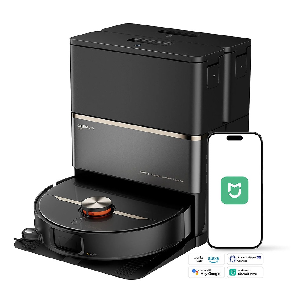 Robot aspirator, Mop, 23000Pa, Statie, Navigatie Laser, Mi Home App - Deerma (X80 Ultra) - Black