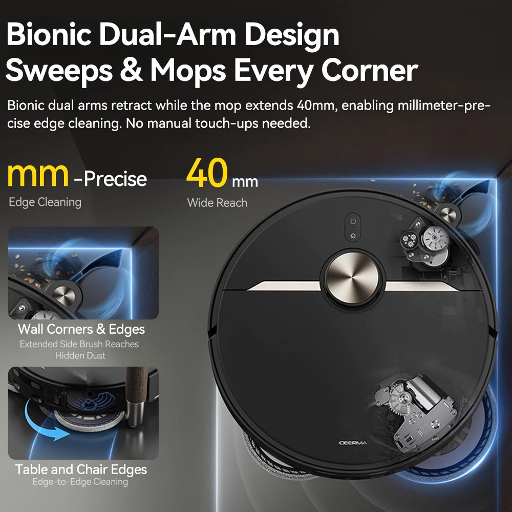 Robot aspirator, Mop, 23000Pa, Statie, Navigatie Laser, Mi Home App - Deerma (X80 Ultra) - Black