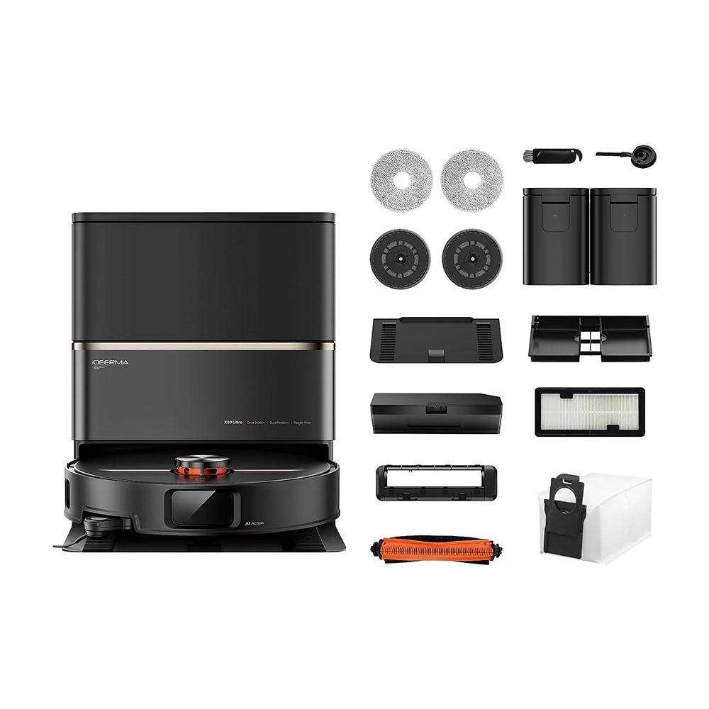 Robot aspirator, Mop, 23000Pa, Statie, Navigatie Laser, Mi Home App - Deerma (X80 Ultra) - Black
