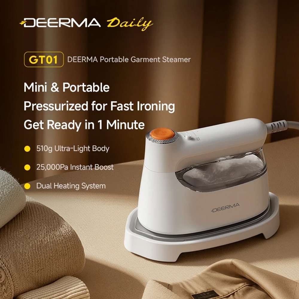 Aparat de Calcat cu Aburi, 25000Pa, Cotton, Linen, Silk & More - Deerma (GT01) - White